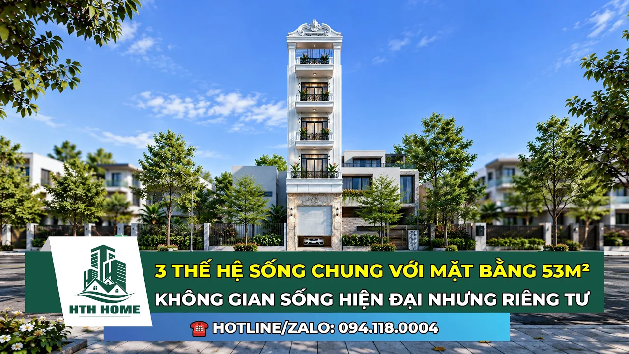KHÔNG GIAN SỐNG HIỆN ĐẠI NHƯNG RIÊNG TƯ CHO 3 THẾ HỆ SỐNG CHUNG VỚI MẶT BẰNG 53M